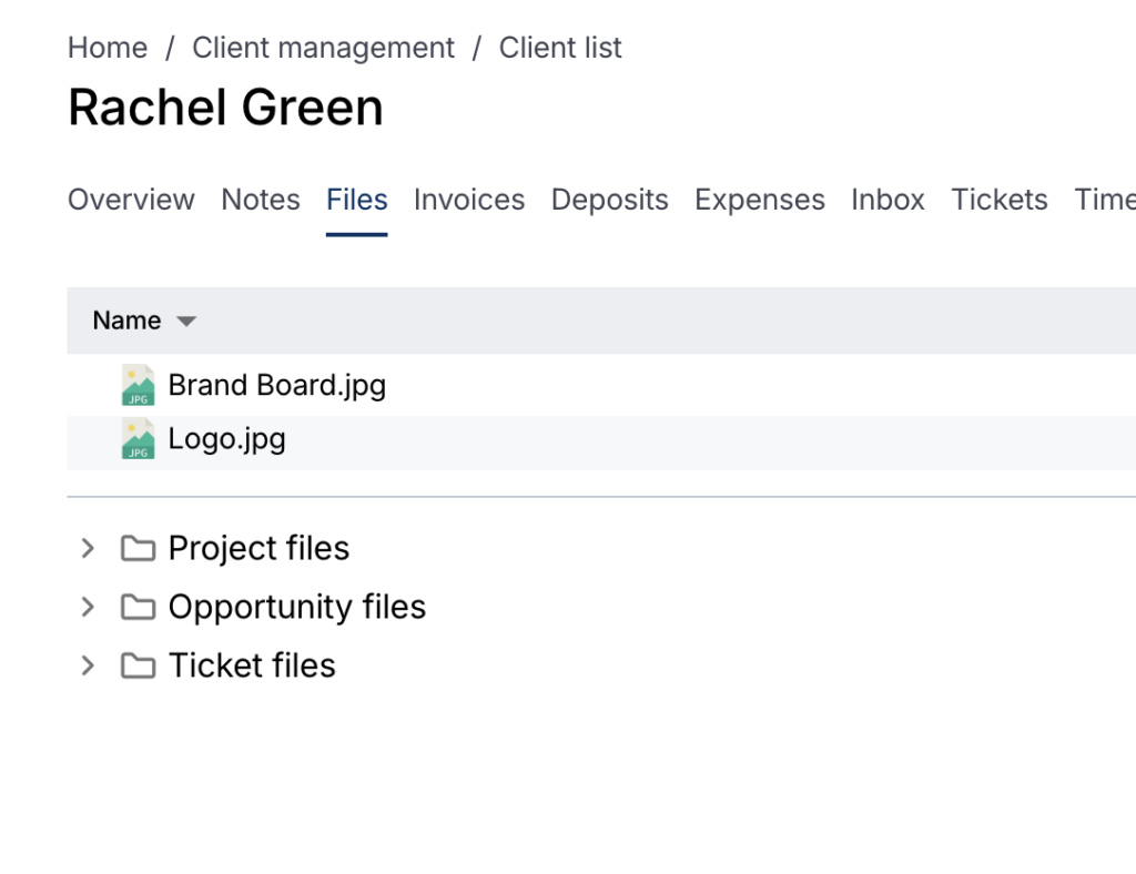 rachel green client files