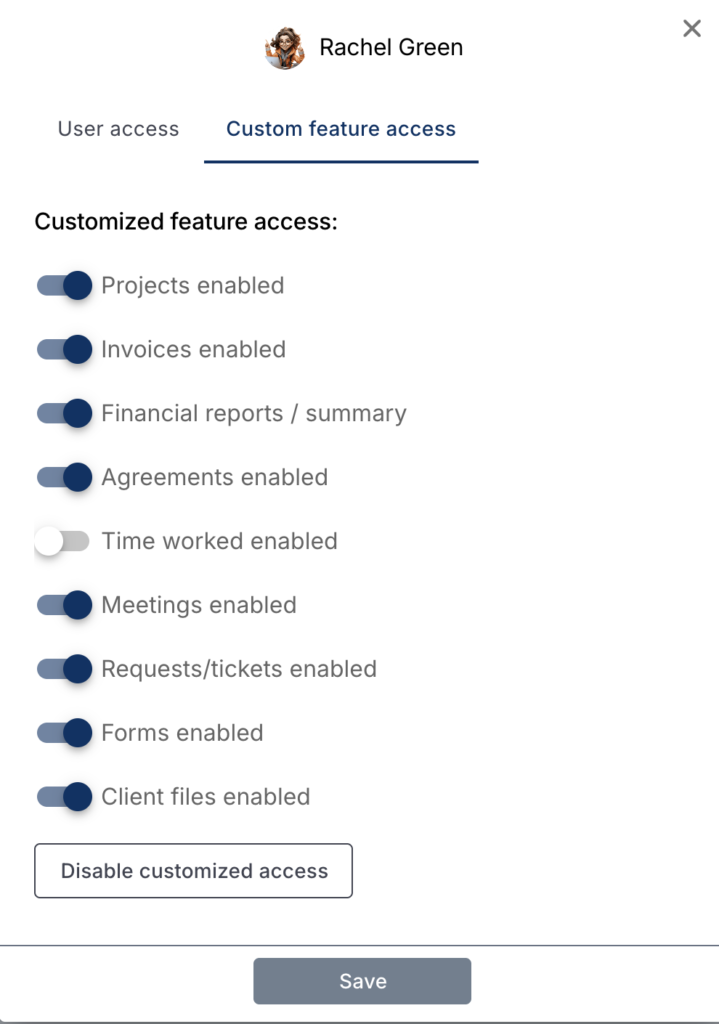 rachel green client permissions