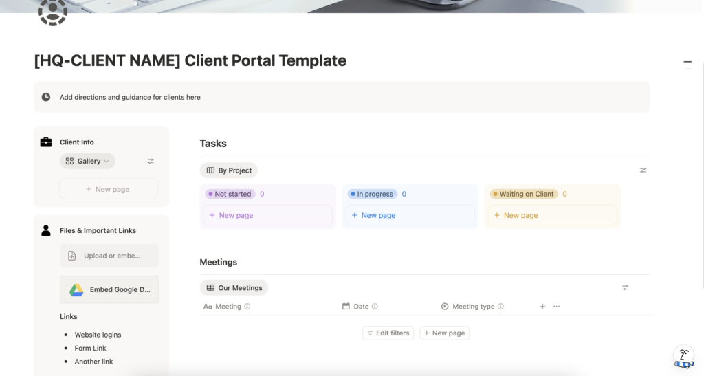 client portal template friends edition