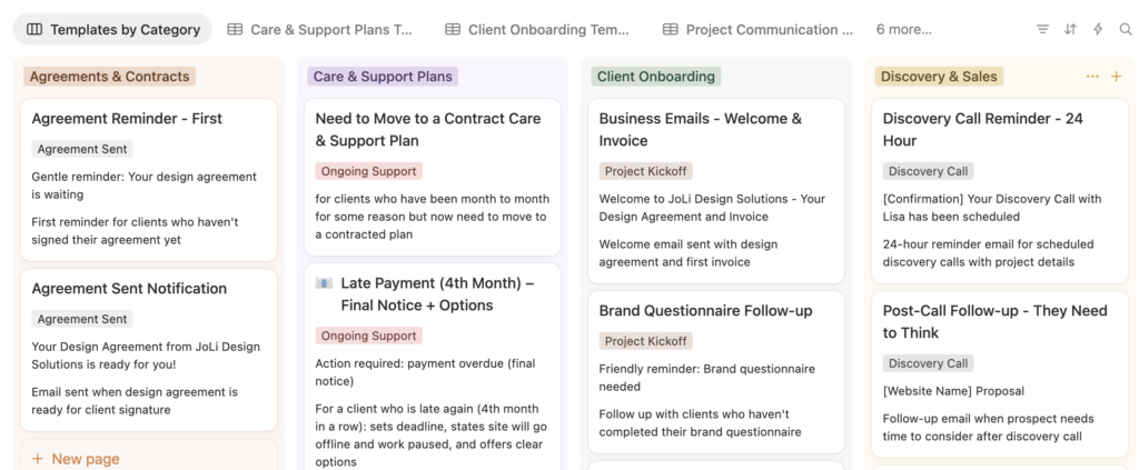 jds email template database in notion
