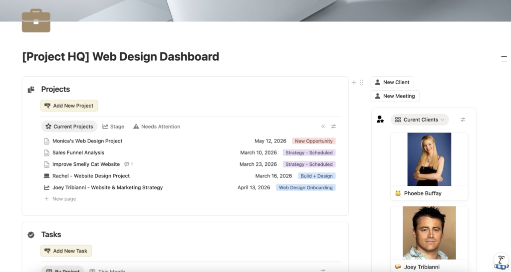 project hq dashboard friends edition