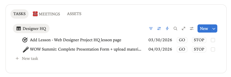 tabbed layout notion